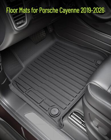 Floor Mats for Porsche Cayenne 2019-2025 2026, All Weather Cargo Liner for Cayenne, Custom Fit TPE Rubber Car Floor Liners with Trunk Mat, 4PCS Set Black Waterproof Interior Protection Car Accessories in Saudi Arabia