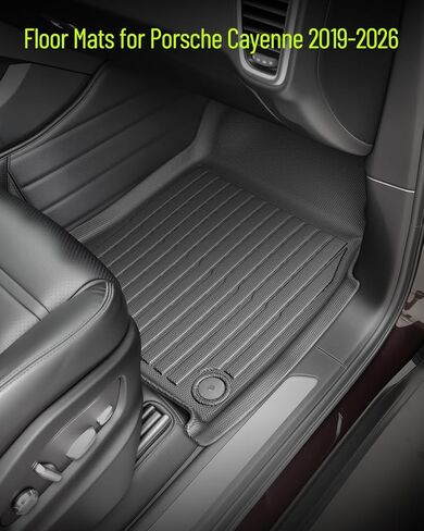 Floor Mats for Porsche Cayenne 2019-2025 2026, All Weather Cargo Liner for Cayenne, Custom Fit TPE Rubber Car Floor Liners with Trunk Mat, 4PCS Set Black Waterproof Interior Protection Car Accessories in Saudi Arabia