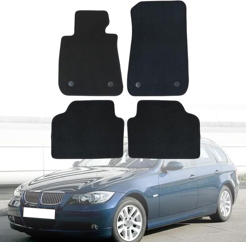 سجادة أرضية بديلة من القطيفة السوداء الأمامية والخلفية من SecosAutoparts متوافقة مع BMW E90 3-Series E91 E92 328i 335i 335is M3 2006 2007 2008 2009 2010 2011 in Kuwait