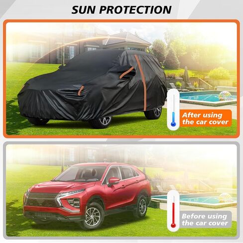 Cover for Eclipse Cross, Car Cover for Mitsubishi Eclipse Cross 2018-2025, Custom Fit Eclipse Cross SUV Cover with Door Zipper/Reflective Strip, Outdoor Car Cover Snow Hail Sun UV Dust Protection in Kuwait