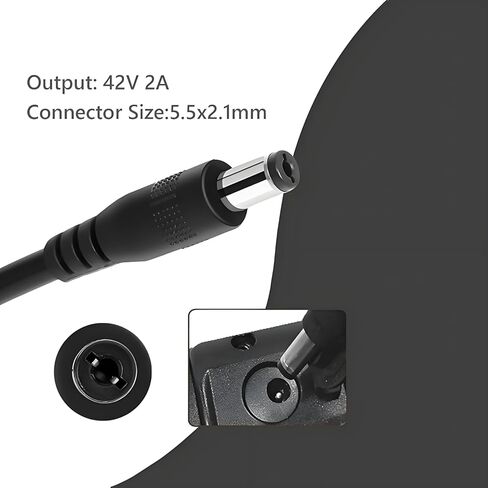 42V 2A Charger for 36V Scooter Lithium Battery, Fast Smart Power Adapter for 36 Volt Lithium Battery, Connector Diameter 5.5mm x 2.5mm in Kuwait