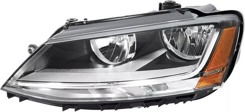 زوج مجموعة المصابيح الأمامية لـ 2011-2015 2016 2017 2018 Volkswagen Jetta(MK6) استبدال المصابيح الأمامية الهالوجين الفضية والإسكان عاكس الضوء الكهرماني للسائق الأيسر وجانب الراكب الأيمن (LH&RH) in Kuwait