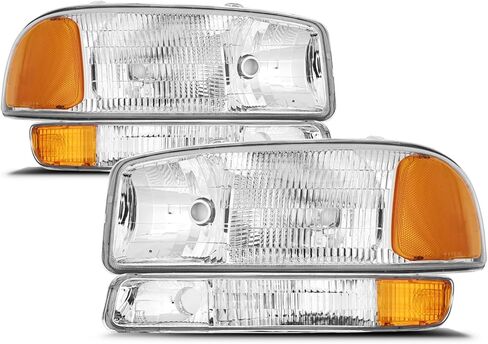 Headlight Assembly for 1999-2007 GMC Sierra 1500/2001-2007 1500HD 2500HD 3500/ Fit 1999-2006 GMC Yukon, Driver & Passenger Side, Chrome Housing, Oe Replacement (No Bulbs) in Saudi Arabia
