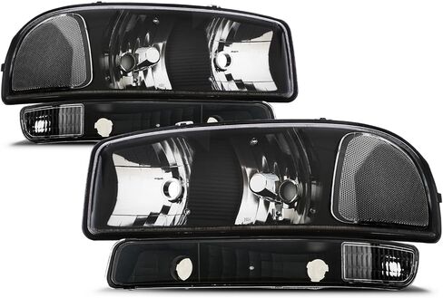Headlight Assembly for 1999-2007 GMC Sierra 1500/2001-2007 1500HD 2500HD 3500/ Fit 1999-2006 GMC Yukon, Driver & Passenger Side, Chrome Housing, Oe Replacement (No Bulbs) in Kuwait