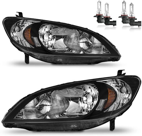 Headlights W/Bulbs for 2004 2005 Honda Civic 2/4Door Halogen Headlamp Replacement Driver & Passenger Side in Saudi Arabia