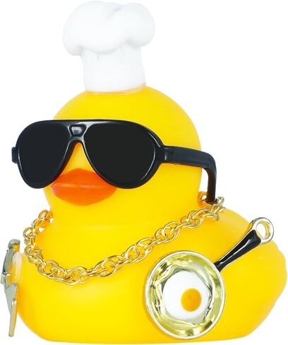 Red Cowboy Rubber Duck with Hat, Glasses & Gold Chain - Small Rubber Ducks for Car Dashboard Decorations, Funny Car Accessories, Novelty Rubber Ducks for Jeeps in Saudi Arabia