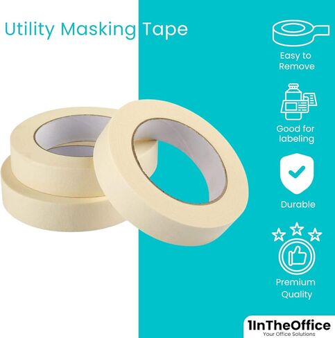 شريط لاصق 1InTheOffice مقاس 2.54 سم، شريط لاصق للأغراض العامة، 0.94 بوصة × 60.1 ياردة، 3 بوصات، (3/عبوة) in Kuwait