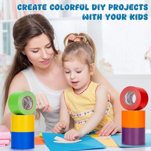Rainbow Colored Duct Tape 15 Yards x 2 Inch Heavy Duty, 6 Rolls Color Coding Waterproof Strong Adhesive Tape for Packaging, DIY Crafts, Home & Office Use, No Residue, Tear by Hand in Saudi Arabia