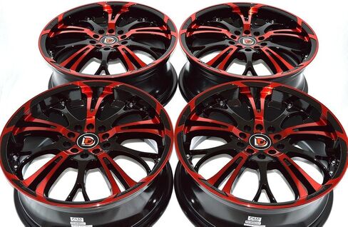 17" Wheels Rims ddr r25 Black with Polished Red Finish 17x7 5x100 5x114.3 40mm Offset 5 Lugs Bolt Pattern 5x100/114.3 (Set of 4) in Saudi Arabia