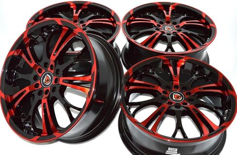17" Wheels Rims ddr r25 Black with Polished Red Finish 17x7 5x100 5x114.3 40mm Offset 5 Lugs Bolt Pattern 5x100/114.3 (Set of 4) in Saudi Arabia