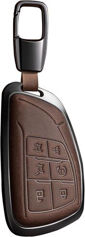 Key Fob Cover Leather for 2021-2025 Suburban Tahoe Yukon Denali Sierra Silverado Buick Envision Avenir 6 Buttons (Black) in Saudi Arabia