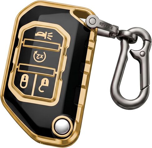 for Jeep Key Fob Cover with Keychain,TPU Key Case Compatible with Jeep Wrangler JL JLU Rubicon Gladiator JT Sahara 4 Button Flip Car Key (Red) in Kuwait