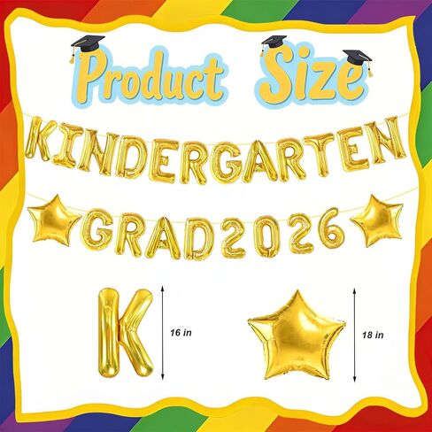 Kindergarten Grad 2026 Balloons - Kindergarten Graduation Balloons Banner for Graduation Decorations 2026 - Class of 2026 Congrats Grad Party Decorations Supplies in Saudi Arabia