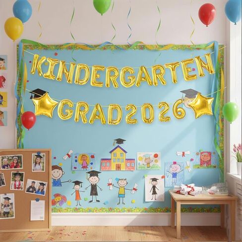 Kindergarten Grad 2026 Balloons - Kindergarten Graduation Balloons Banner for Graduation Decorations 2026 - Class of 2026 Congrats Grad Party Decorations Supplies in Saudi Arabia