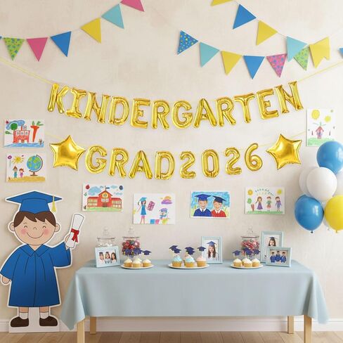 Kindergarten Grad 2026 Balloons - Kindergarten Graduation Balloons Banner for Graduation Decorations 2026 - Class of 2026 Congrats Grad Party Decorations Supplies in Saudi Arabia