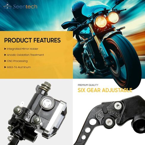 Seentech Universal 7/8" 22 مم أسطوانة فرامل الدراجة النارية الرئيسية ورافعة القابض CNC مجموعة اليسار واليمين للدراجات 50cc-300cc، تناسب Honda Yamaha Kawasaki سوزوكي Dirt Bike ATV in Kuwait