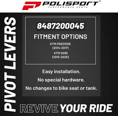 مجموعة أذرع Polisport Pivot غير القابلة للكسر - تناسب: KTM Freeride (2014-2017) KTM SX85 (2013-2025) Motocross (MX/Enduro) أذرع الفرامل/القابض، مركب متين، شكل OEM، سهل التركيب، رمادي ناردو in Kuwait