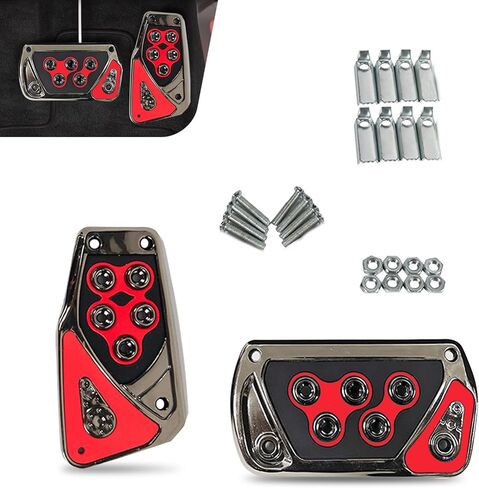 2 PCS Car Pedal Covers, Anti-slip Thickened Foot Treadle for Brake & Accelerator, Stainless Steel Sport Style Pedal Plate, Replacement Kit for Most Automatic Cars (Red) in Kuwait