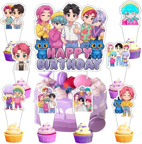 25Pcs Saja Boys Cake Decorations with 24pcs Cupcake Toppers, 1pcs Big Cake Topper for Saja Boys Birthday Party Supplies in Saudi Arabia