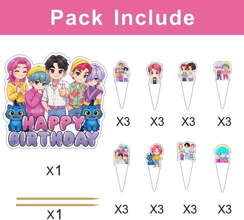 25Pcs Saja Boys Cake Decorations with 24pcs Cupcake Toppers, 1pcs Big Cake Topper for Saja Boys Birthday Party Supplies in Saudi Arabia