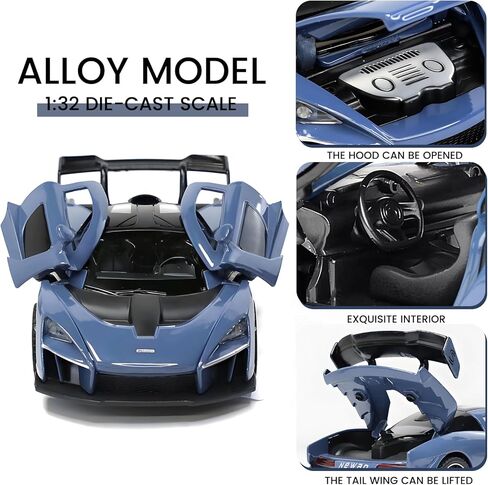 1:32 McLaren Senna Fast & Furious - Inspired Diecast Cars, Toy Cars with Light, Sound and Pull - Back Feature, Birthday Gifts for Boys and Boyfriends (Blue) in Saudi Arabia