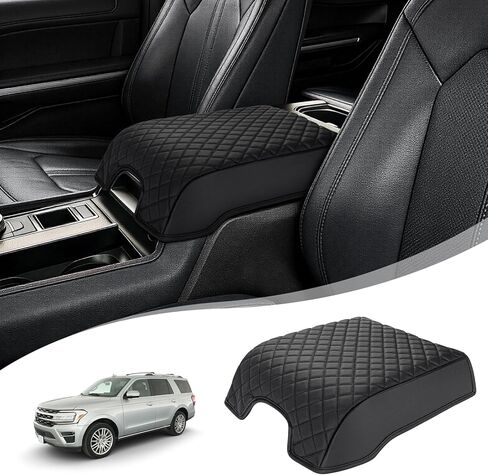 غطاء مسند ذراع وحدة التحكم المركزية متوافق مع ملحقات Ford F150 2015-2020، 2017-2022 F250 F350 F450 F550، 2018-2024 Expedition، مضاد للخدش، خياطة سوداء وحمراء (يناسب مقعد الدلو فقط) in Kuwait