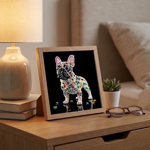 هدايا ZenPhyralis French Bulldog لمحبي الكلاب، طقم طلاء ماسي ذو شكل خاص للبالغين، فن الماس الفرنسي المتلألئ مع أحجار كريمة كريستالية، ديكور مكتب كلب لطيف وتزيين الحائط in Kuwait