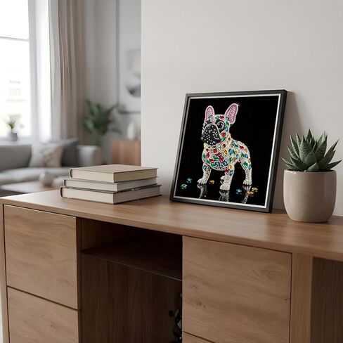 هدايا ZenPhyralis French Bulldog لمحبي الكلاب، طقم طلاء ماسي ذو شكل خاص للبالغين، فن الماس الفرنسي المتلألئ مع أحجار كريمة كريستالية، ديكور مكتب كلب لطيف وتزيين الحائط in Kuwait