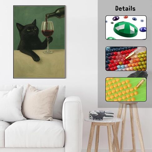 GUMITOON Diamond Art Kits for Adults-Cat Full Drill Diamond Dots Paintings for Beginners, Round 5D Paint with Diamonds Pictures Gem Art Painting Kits DIY Crafts Kits 12"x16" QCY-156 in Saudi Arabia