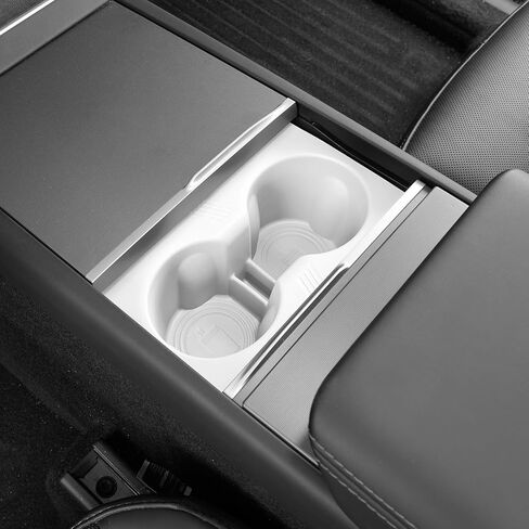 Temmis Center Console Cup Holder Inserts for Tesla Model 3 2024-2025 Highland/Model Y 2025 Juniper, Center Console Liner Coasters Mat Pad Seamless Fit for Model 3/Y (White) in Saudi Arabia