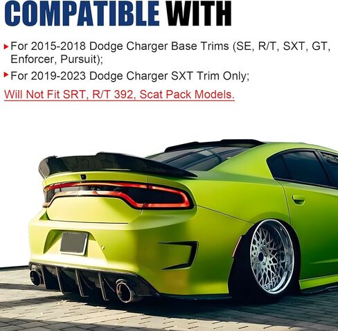 Fit for 2015-2023 Dodge Charger Rear Diffuser, Glossy Black Rear Bumper Lip Splitter Fit for Charger Base & SXT Bumper GT Style(Non-Widebody) in Saudi Arabia