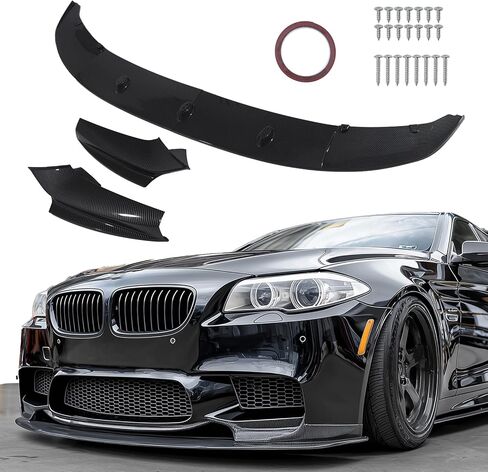 طقم الجسم المصد الأمامي للشفاه المفسد ABS مناسب لسيارات BMW 5-Series F10 2011-2016 520i 535i 550i M Sport (مظهر ألياف الكربون) in Kuwait