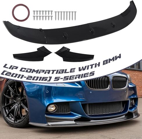 طقم الجسم المصد الأمامي للشفاه المفسد ABS مناسب لسيارات BMW 5-Series F10 2011-2016 520i 535i 550i M Sport (مظهر ألياف الكربون) in Kuwait