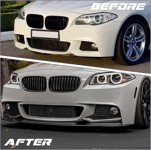 طقم الجسم المصد الأمامي للشفاه المفسد ABS مناسب لسيارات BMW 5-Series F10 2011-2016 520i 535i 550i M Sport (مظهر ألياف الكربون) in Kuwait