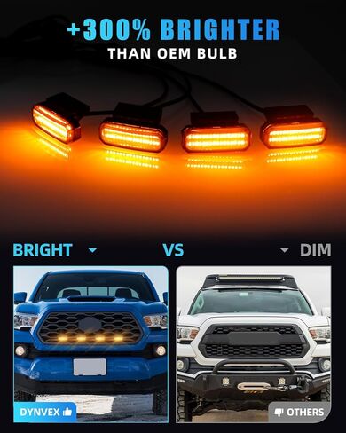 4PCS Universal Car LED Grille Lights, Amber Front Grill Clip On Lights with Wiring Harness Fuse, Upgrade Buckle Exterior Automotive Marker Lights in Saudi Arabia