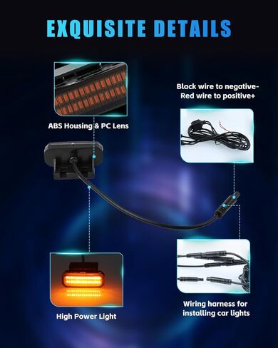 4PCS Universal Car LED Grille Lights, Amber Front Grill Clip On Lights with Wiring Harness Fuse, Upgrade Buckle Exterior Automotive Marker Lights in Saudi Arabia