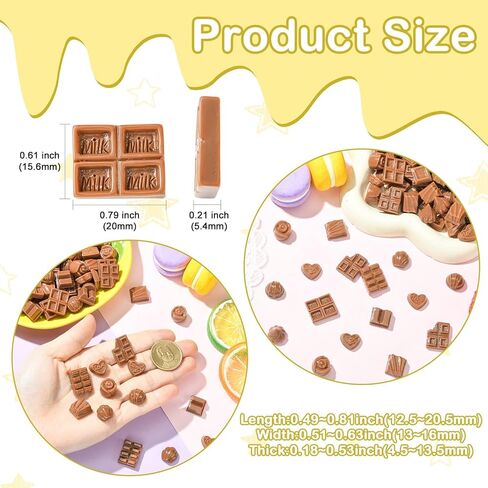 KitBeads 100Pcs Mixed Styles Simulation Chocolate Resin Flat Back Cabochon Fake Food Candy Flatback Ornaments for DIY Scrapbooking Crafts in Kuwait