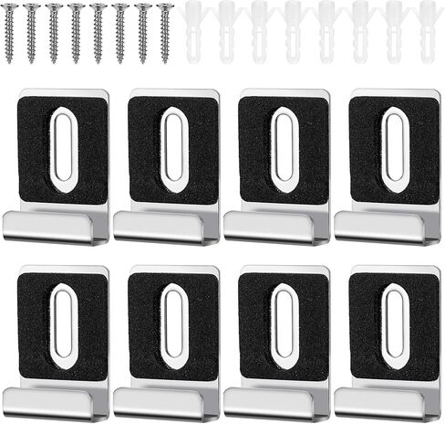 8PCS Mirror Mounting Clips with Screws Rubber Pads - J Type Heavy Duty Mirror Hanging Kit for Frameless Wall Mounting Tile Billboard Display in Kuwait