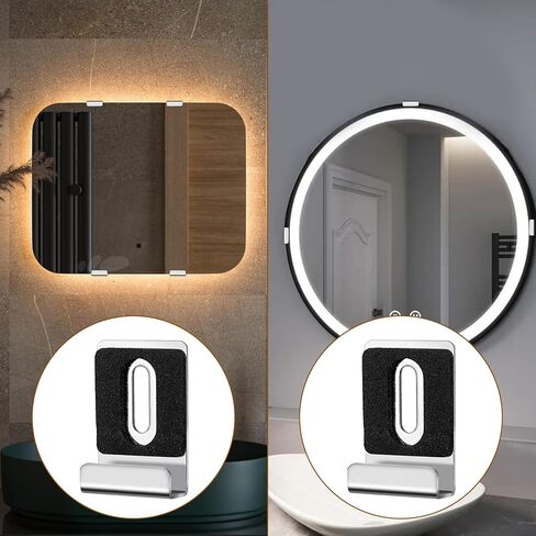 8PCS Mirror Mounting Clips with Screws Rubber Pads - J Type Heavy Duty Mirror Hanging Kit for Frameless Wall Mounting Tile Billboard Display in Kuwait