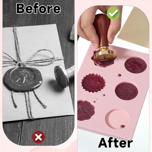 Wax Seal Mold Kit, 6-Cavity Wax Stamp Seal Mold for Making Envelopes and Invitation Letter, Waxs Stamp Molds, 50PCS Double Sided Adhesive Waxs Seals Stickers, Double-Ended Scraper in Saudi Arabia