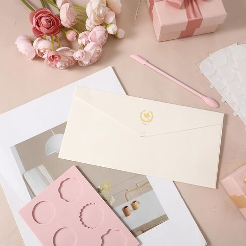 Wax Seal Mold Kit, 6-Cavity Wax Stamp Seal Mold for Making Envelopes and Invitation Letter, Waxs Stamp Molds, 50PCS Double Sided Adhesive Waxs Seals Stickers, Double-Ended Scraper in Saudi Arabia