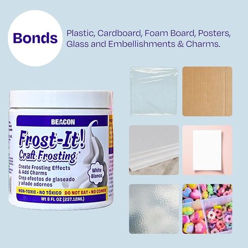 منارة فروست إت! Craft Frosting - تأثير ثلج صناعي واقعي، لاصق وحشو سطحي - معجون حرفي قابل للطلاء، مرن، غير سام للاستخدام في الأعمال اليدوية والإصلاحات والتزيين in Kuwait