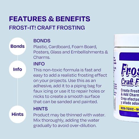 منارة فروست إت! Craft Frosting - تأثير ثلج صناعي واقعي، لاصق وحشو سطحي - معجون حرفي قابل للطلاء، مرن، غير سام للاستخدام في الأعمال اليدوية والإصلاحات والتزيين in Kuwait
