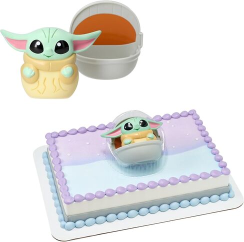 DecoSet® STAR WARS: غلاف الكعكة الماندالوريان، يتميز بحامل عربة الأطفال الإسفنجي من Grogu، وتزيين الكعك القابل للتجميع لأعياد الميلاد والاحتفالات، وآمن للطعام، ومتين in Kuwait