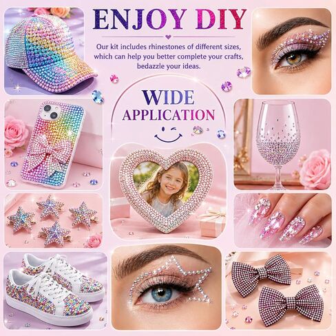 52000Pcs 40 Bedazzling Kit with Jelly Rhinestones, 3mm Flatback Resin Rhinestones with B7000 Glue, Nail bedazzler Gems, Rhinestone Kit for Crafts, Nail Art, Cloths and Shoe in Saudi Arabia