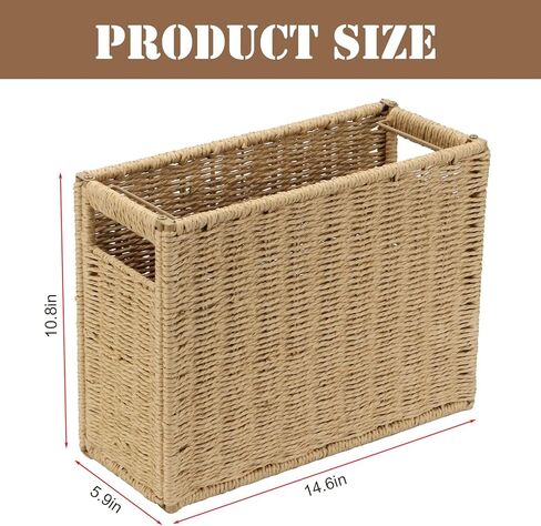 14.6 x 5.9 x 10.8 Inch Large Decorative File Box, Decorative File Baskets for Seagrass Hanging Organizers Portable Letter Size Document, Folder Filing Cabinet with Lid for Home Office Decor in Saudi Arabia