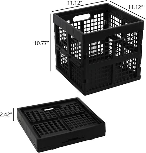 18 Quart Square Folding Milk Crate, 3 Pack Black Stackable Storage Crate, Plastic Basket for Organizing in Saudi Arabia
