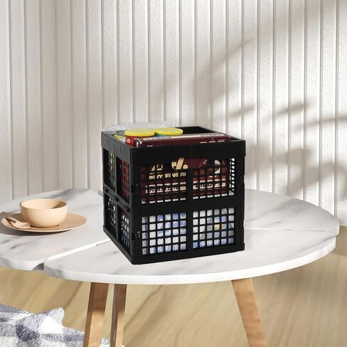 18 Quart Square Folding Milk Crate, 3 Pack Black Stackable Storage Crate, Plastic Basket for Organizing in Saudi Arabia
