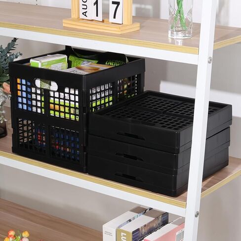18 Quart Square Folding Milk Crate, 3 Pack Black Stackable Storage Crate, Plastic Basket for Organizing in Saudi Arabia