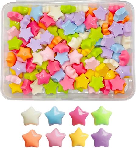 100 PCS Multicolor Glossy Star Resin Flatback Charms No Hole, 0.6 Inch (1.5cm) Bulk Mixed Shiny Craft Embellishments for Scrapbooking, Card Making, DIY Decorative Projects and Nail Art in Saudi Arabia